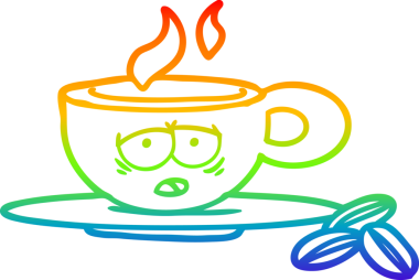 Bir insan tarafından çizilmiş bir karikatür espresso fincanının çizimi.