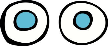 Bir insan tarafından çizilmiş çizgi film gözleri.