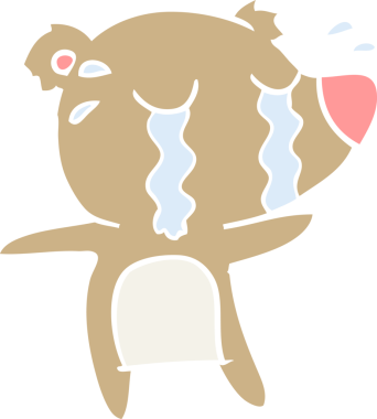 Bir insan tarafından çizilmiş düz renkli karikatür ağlayan ayı