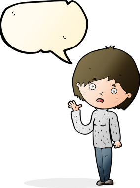 Bir insan tarafından çizilmiş konuşma balonu olan endişeli bir karikatür.