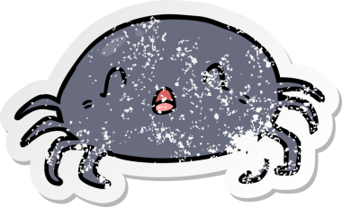 Bir insan tarafından çizilmiş karikatür örümceğinin sıkıntılı çıkartması.