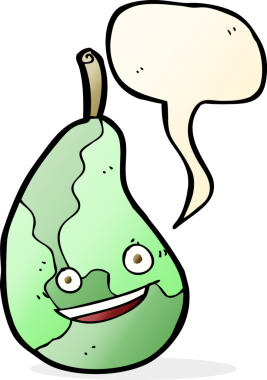 bir insan tarafından çizilmiş mutlu armut karikatürü.