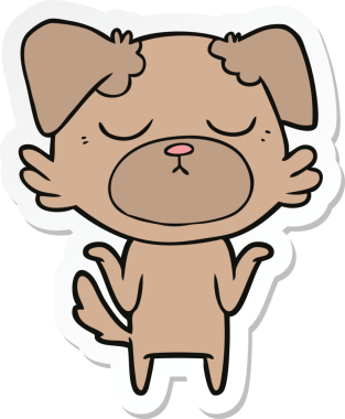 Bir insan tarafından çizilmiş şirin bir köpeğin çıkartması.