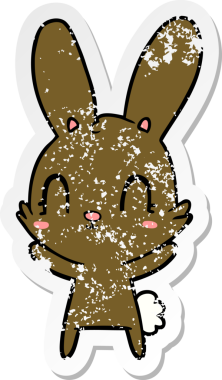 Bir insan tarafından çizilmiş şirin bir tavşanın sıkıntılı çıkartması.