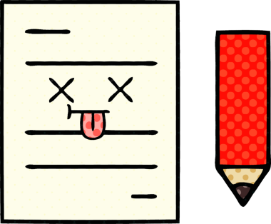 bir insan tarafından çizilmiş bir test kağıdının çizgi roman tarzı karikatürü