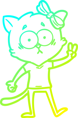 Bir insan tarafından çizilen çizgi film kedisinin soğuk gradyan çizgisi.