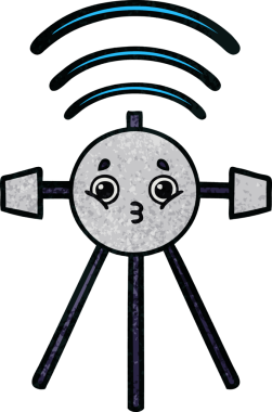 Bir insan tarafından çizilmiş bir uydunun retro grunge desen karikatürü