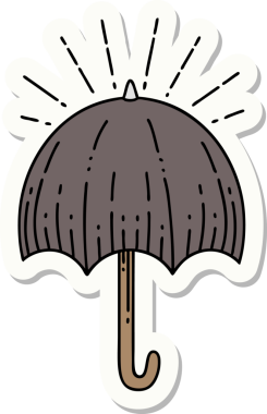 Bir insan tarafından çizilmiş dövme stili açık şemsiye etiketi