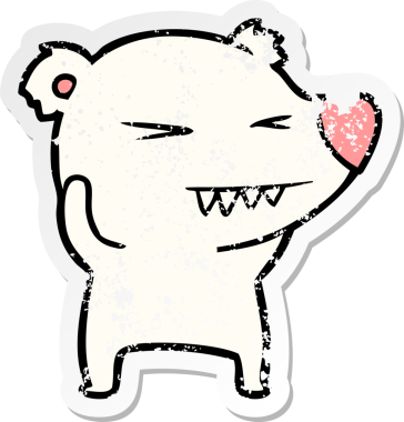 Kızgın bir kutup ayısı karikatürü bir insan tarafından çizilmiş.