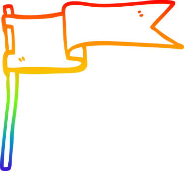 Bir insan tarafından çizilmiş rüzgarda dalgalanan çizgi film bayrağının çizimi.