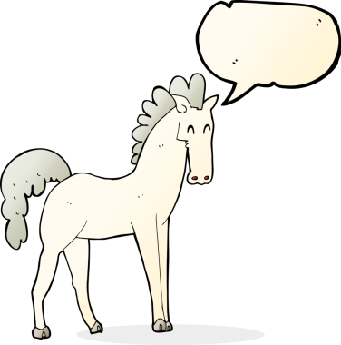 Bir insan tarafından çizilmiş konuşma balonlu çizgi film atı.