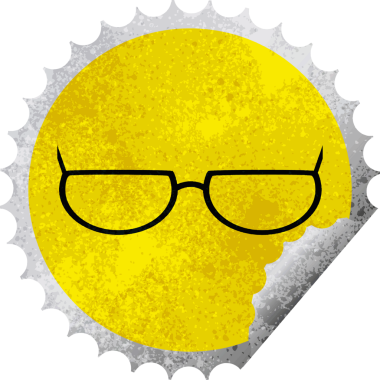 Bir insan tarafından çizilmiş grafik vektör illüstrasyon yuvarlak etiketi