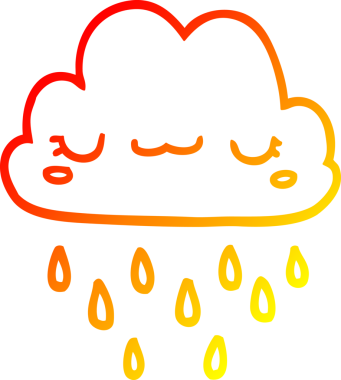 Bir insan tarafından çizilmiş bir karikatür fırtına bulutunun sıcak çizgi çizimi