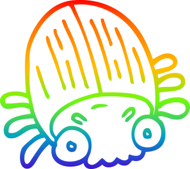 Gökkuşağı gradyan çizgi çizimi Bir insan tarafından çizilmiş dev bir böcek