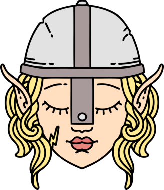 Retro Dövme Biçimi bir insan tarafından çizilmiş elf karakteri