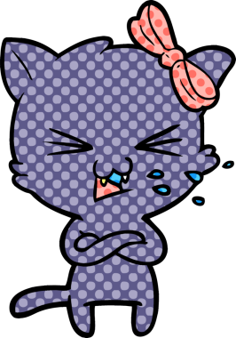 Bir insan tarafından çizilmiş çizgi film kedisi.