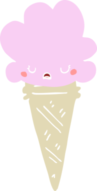 Yüzü bir insan tarafından çizilmiş düz renkli çizgi film dondurması.