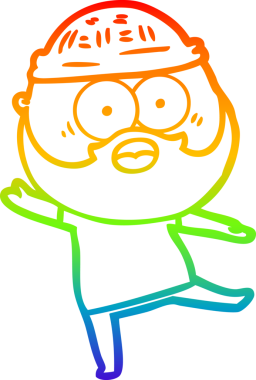 Gökkuşağı gradyan çizgi çizimi bir insan tarafından çizilmiş sakallı bir adamın