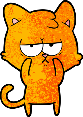 Bir insan tarafından çizilmiş sıkıcı çizgi film kedisi.