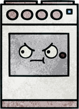 Bir insan tarafından çizilmiş mutfak fırınının retro grunge deseni.