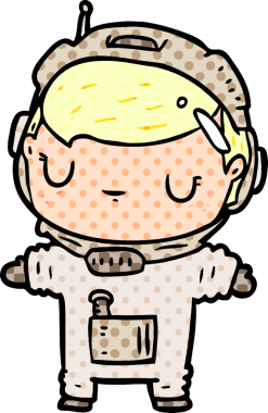 Bir insan tarafından çizilmiş sevimli astronot çizgi filmi.