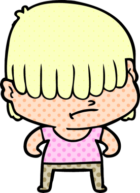 Bir insan tarafından çizilmiş dağınık saçlı çizgi film çocuğu.