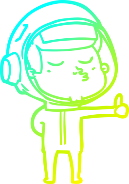 Kendine güveni olan bir astronotun bir insan tarafından çizilmiş soğuk çizgi çizimi.