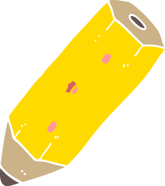 Bir insan tarafından çizilmiş şirin düz renkli çizgi film kalemi.