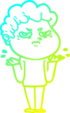 Bir insan tarafından çizilmiş kızgın bir adamın soğuk çizgi çizimi.