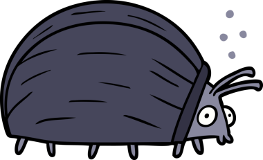 Bir insan tarafından çizilmiş dev bir çizgi film böceği.