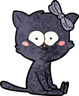 Bir insan tarafından çizilmiş çizgi film kedisi.