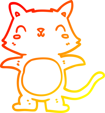 Bir insan tarafından çizilmiş çizgi film kedisinin sıcak çizgi çizimi