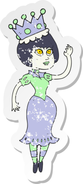 Bir insan tarafından çizilen vampir kraliçenin gerilmiş çıkartması.