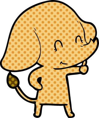 Bir insan tarafından çizilmiş şirin bir fil.