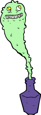 Şişedeki hayalet bir insan tarafından çizilmiş.
