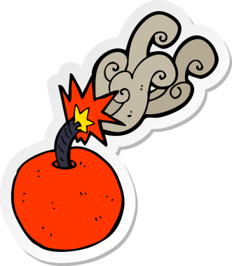 Bir insan tarafından çizilmiş yanan bir bombanın çıkartması.