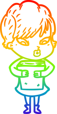 gökkuşağı gradyan çizimi bir insan tarafından çizilmiş bir karikatür kadın