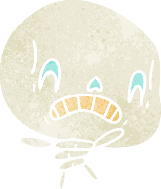 Bir insan tarafından çizilmiş ürkütücü kawaii iskeletinin serbest çizimi.