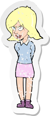 Bir insan tarafından çizilmiş kızgın bir karikatürün gerilimli çıkartması.