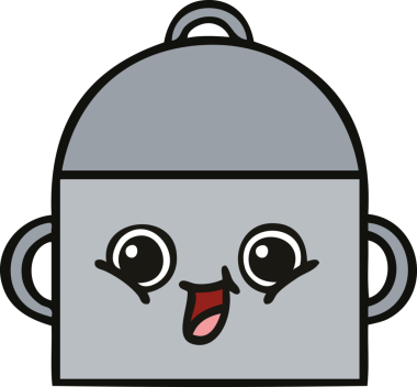 Bir insan tarafından çizilmiş güzel bir yemek tenceresi karikatürü.