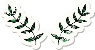 Bir insan tarafından çizilmiş geleneksel bir yaprak stili olan sıkıntılı etiket dövmesi