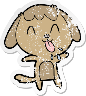 Bir insan tarafından çizilmiş şirin bir köpeğin sıkıntılı çıkartması.