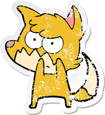 Bir insan tarafından çizilmiş, sıkıntılı bir çizgi film çıkartması.