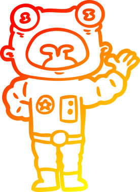 Bir insan tarafından çizilen garip uzaylı çizgi filminin sıcak gradyan çizimi