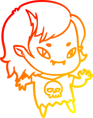 Bir insan tarafından çizilmiş, cana yakın vampir bir kızın çizgi çizimi.