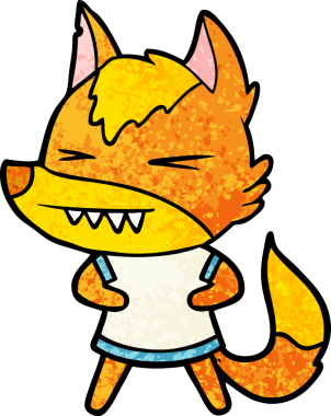 Bir insan tarafından çizilmiş tilki çizgi film karakteri