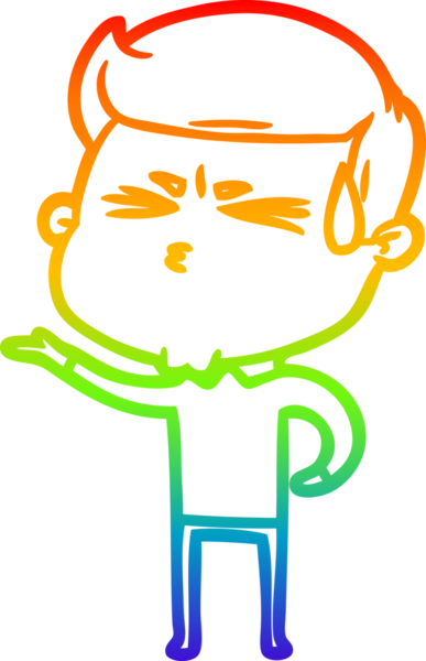 Bir insan tarafından çizilmiş terleyen bir çizgi film karakterinin çizimi.