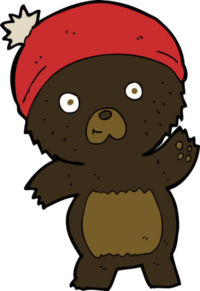 Bir insan tarafından çizilmiş sevimli çizgi film kara ayısı.