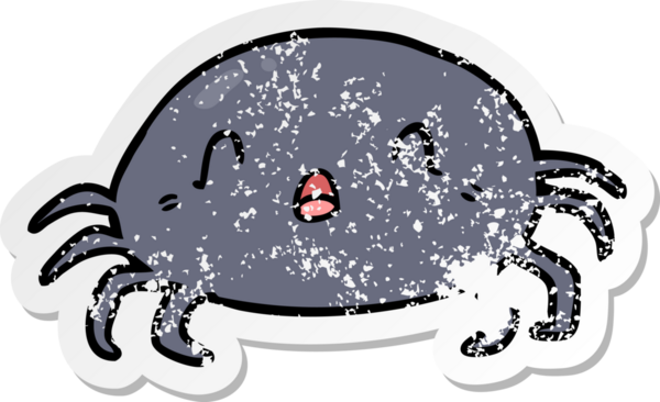 Bir insan tarafından çizilmiş karikatür örümceğinin sıkıntılı çıkartması.