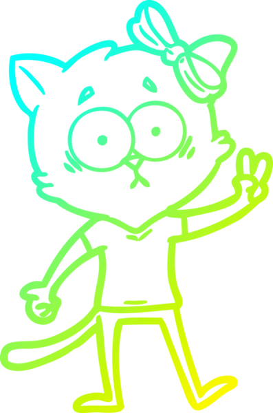 Bir insan tarafından çizilen çizgi film kedisinin soğuk gradyan çizgisi.